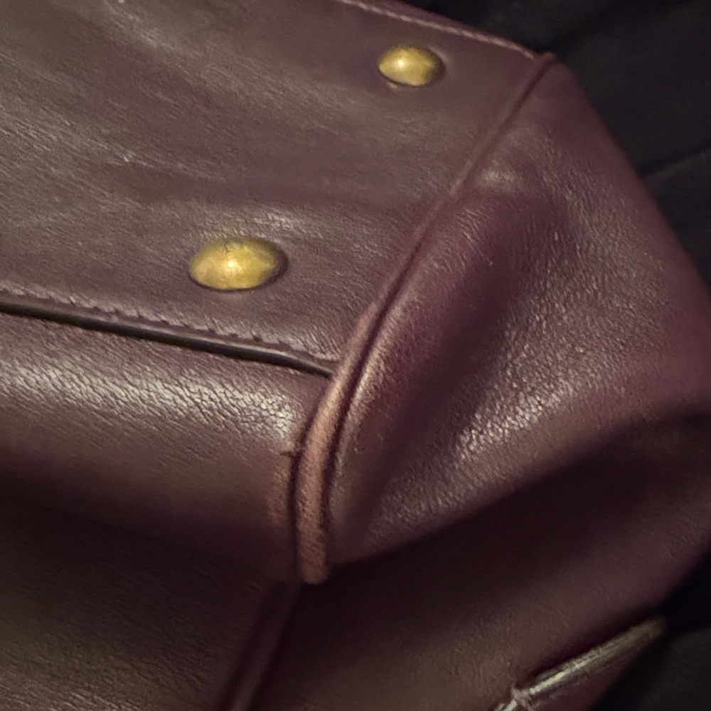 Coach Dark Purple Satchel with Gold Studs - Picture 10 of 13